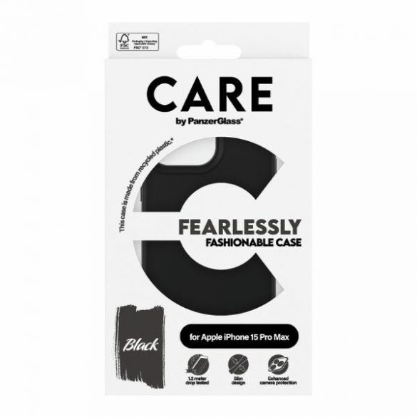 CARE by PanzerGlass Husă la modă fără teamă pentru iPhone 15 Pro Max 6,7" czarny/negru 1432