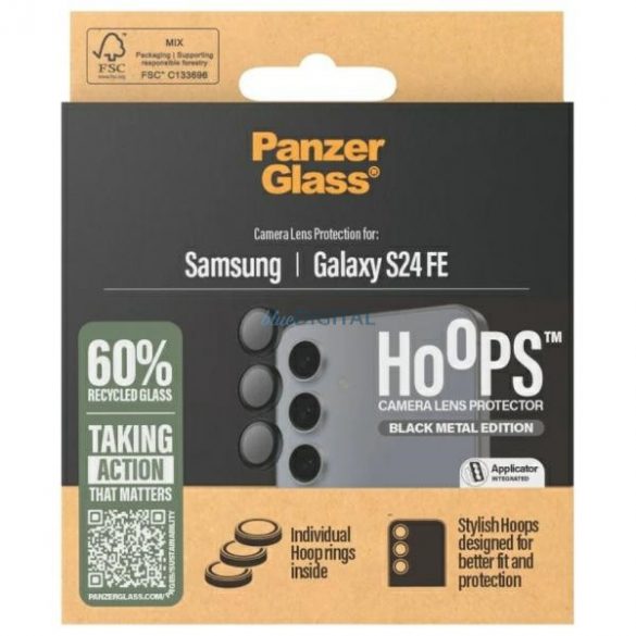 PanzerGlass Hoops Film de protecție pentru obiectivul camerei foto cu margine neagră pentru Samsung Galaxy S24 FE