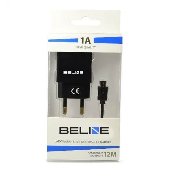 Ład. siec. Beline 1xUSB + microUSB 1A negru/ negru