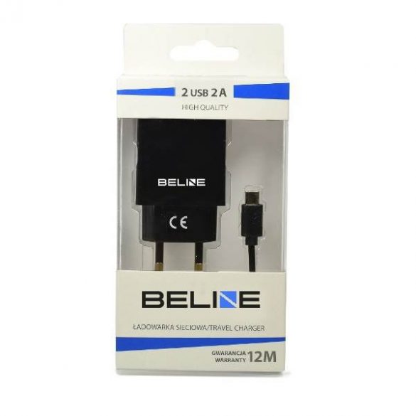 Ład. siec. Beline 2xUSB + USB-C 2A czarna/negru