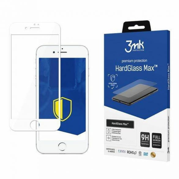 Protector de ecran 3MK HardGlass Max iPhone 7 biały alb, FullScreen Glass