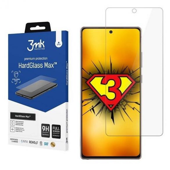 3MK Siclă hard Max Samsung N986 Note 20 Ultra negru / negru, FullScreen sticlă FingerPrint ecran protector