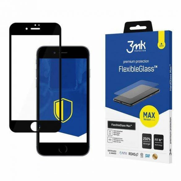 3MK FlexibleGlass Max iPhone 7/8/SE 2020 / SE 2022 czarny/negru, Szkło Hybrydowe z wzmocnionymi krawędziami protector de ecran