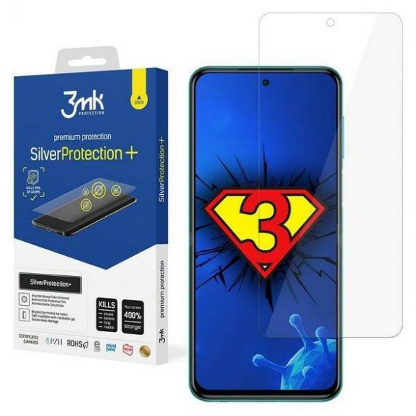 Protector de ecran 3MK Silver Protect+ Xiaomi Redmi Note 9S Folia Antimicrobowa montowana și mokro