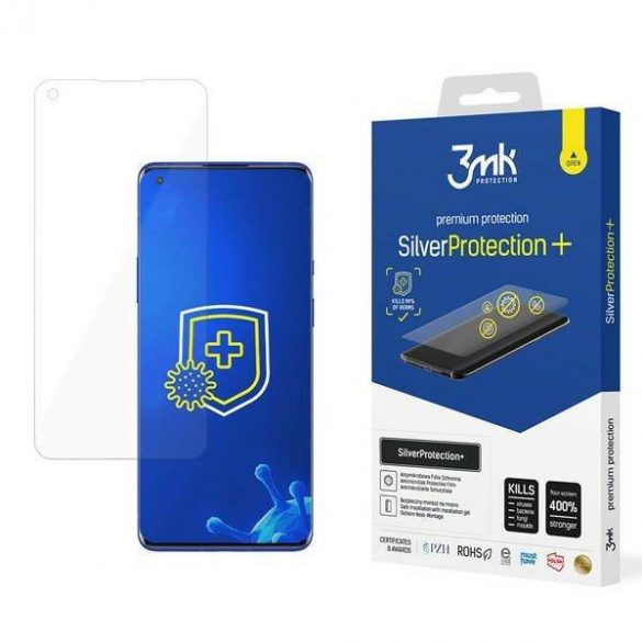 Protector de ecran 3MK Silver Protect+ OnePlus 9 Folia Antimicrobowa montowana și mokro