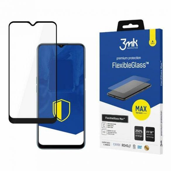 3MK FlexibleGlass Max Oppo A16/A16s czarny/negru, Szkło Hybrydowe z wzmocnionymi krawędziami protector de ecran