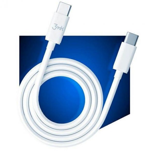 Cablu Hyper 3MK USB-C/USB-C 2m 100W Kabel Biały/Alb