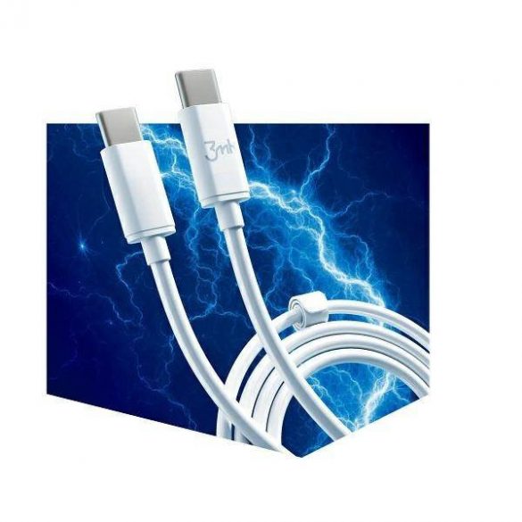 Cablu Hyper 3MK USB-C/USB-C 2m 100W Kabel Biały/Alb