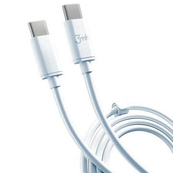 Cablu Hyper 3MK USB-C/USB-C 2m 100W Kabel Biały/Alb