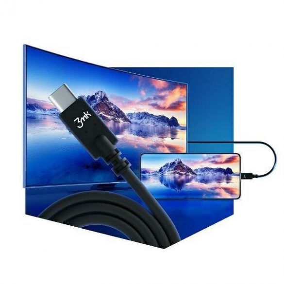 Cablu Hyper 3MK USB-C/USB-C 4K 60Hz cablu biały 1m 100W