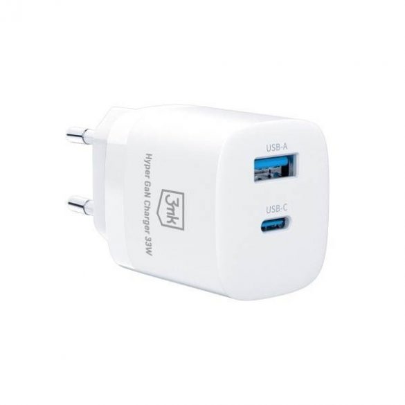 Încărcător 3MK Hyper GaN 33W Livrare putere ładowarka sieciowa 1xUSB-A + 1xUSB-C