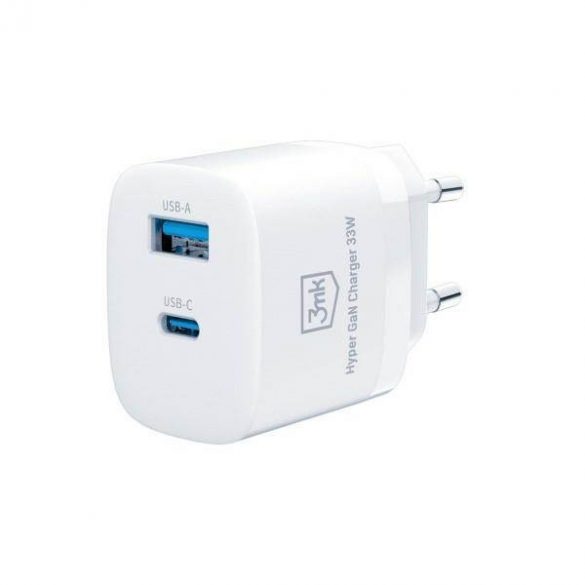 Încărcător 3MK Hyper GaN 33W Livrare putere ładowarka sieciowa 1xUSB-A + 1xUSB-C