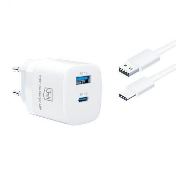 Încărcător 3MK Hyper GaN 33W Livrare putere ładowarka sieciowa 1xUSB-A + 1xUSB-C