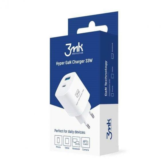 Încărcător 3MK Hyper GaN 33W Livrare putere ładowarka sieciowa 1xUSB-A + 1xUSB-C