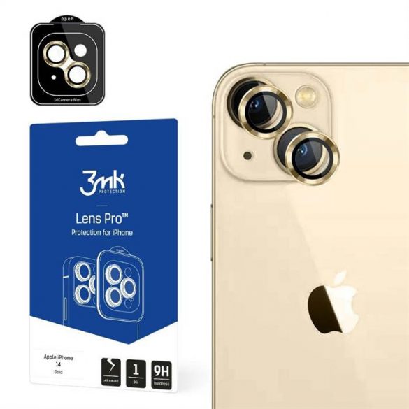 3MK Lens Protection Pro iPhone 14 6,1" złoty/gold Ochrona na obiektyw aparatu z ramką montażową 1szt. protector de ecran