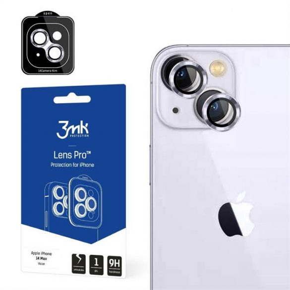 3MK Lens Protection Pro iPhone 14 Plus 6,7" fioletowy/violet Ochrona na obiektyw aparatu z ramką montażową 1szt. screen protector