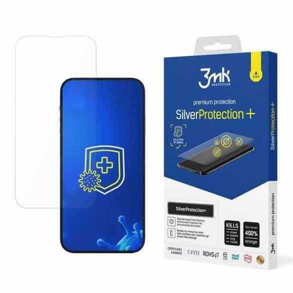 Protector de ecran 3MK Silver Protect+ iPhone 14/14 Pro 6,1" Folia Antimicrobowa montowana și mokro