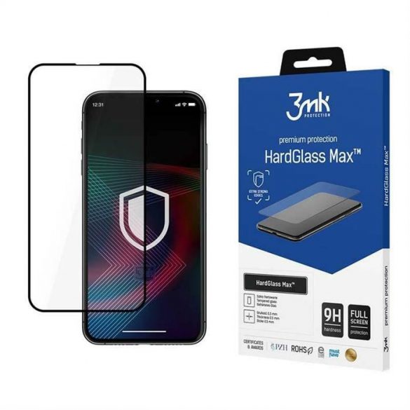 3MK HardGlass Max iPhone 14 6,1 inchi negru/negru, protecție pentru ecran FullScreen Glass