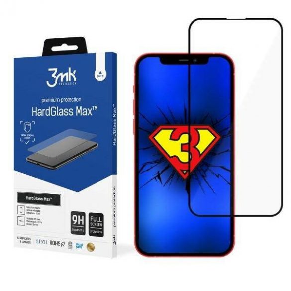 3MK HardGlass Max iPhone 13 Pro Max 6,7" / 14 Plus 6,7" czarny/negru, FullScreen Glass protector de ecran