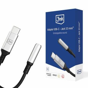 3MK Adaptor USB-C - Jack 3,5 mm negru/negru