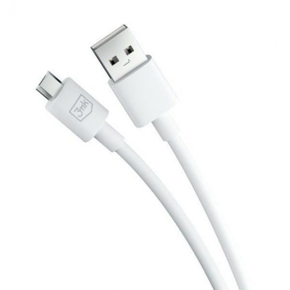 Cablu Hyper 3MK USB-A - Micro USB 1,2m 5V 2,4A Biały/Cablu alb