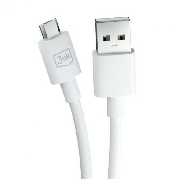 Cablu Hyper 3MK USB-A - Micro USB 1,2m 5V 2,4A Biały/Cablu alb