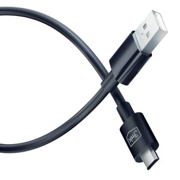 Cablu Hyper 3MK USB-A - Micro USB 1,2m 5V 2,4A Czarny/Black Kabel