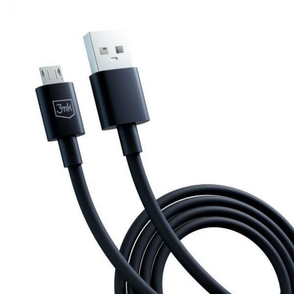 Cablu Hyper 3MK USB-A - Micro USB 1,2m 5V 2,4A Czarny/Black Kabel