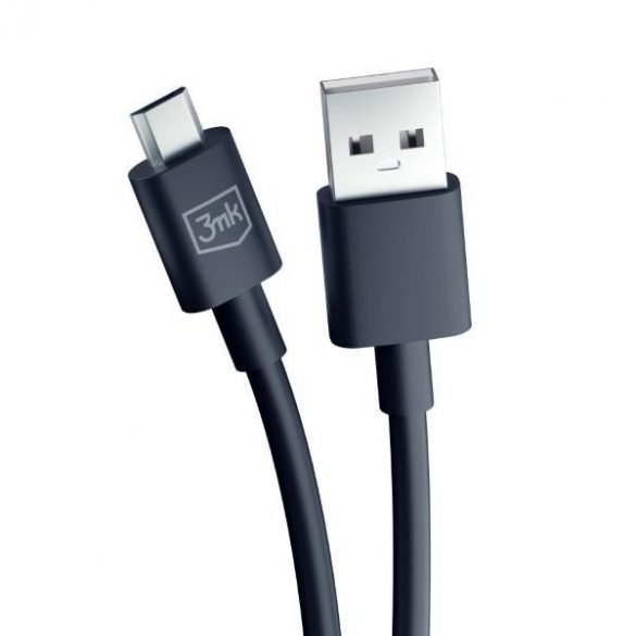 Cablu Hyper 3MK USB-A - Micro USB 1,2m 5V 2,4A Czarny/Black Kabel