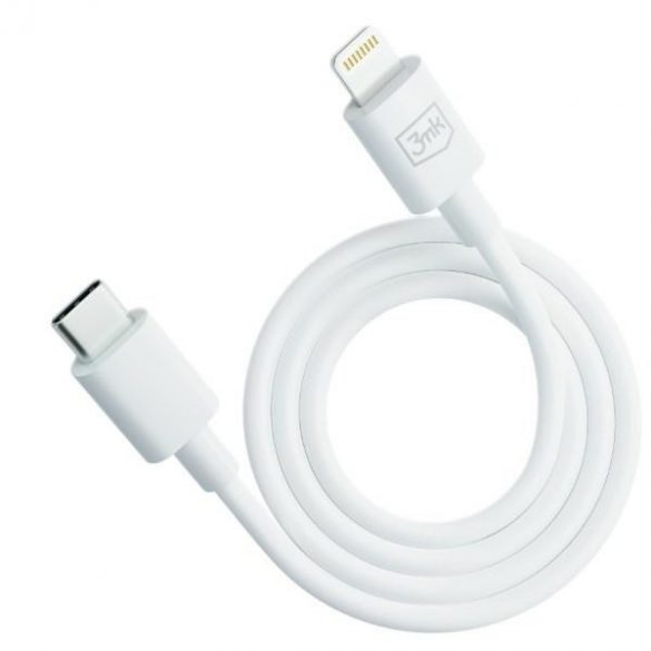 Cablu Hyper 3MK USB-C - Lightning 20W 1,2m Biały/Cablu alb