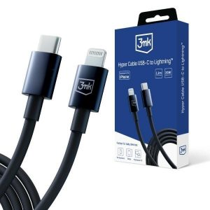 Cablu Hyper 3MK USB-C - Lightning 20W 1,2m Czarny/Black Kabel