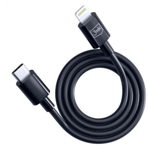 Cablu Hyper 3MK USB-C - Lightning 20W 1,2m Czarny/Black Kabel