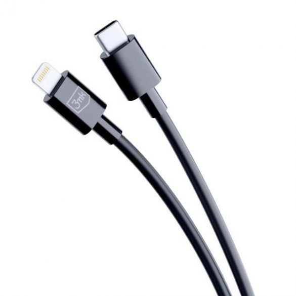 Cablu Hyper 3MK USB-C - Lightning 20W 1,2m Czarny/Black Kabel