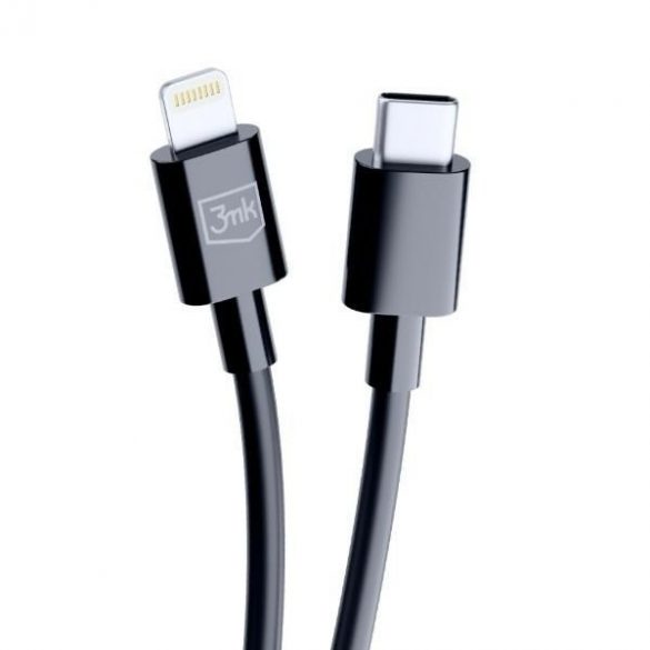 Cablu Hyper 3MK USB-C - Lightning 20W 1,2m Czarny/Black Kabel