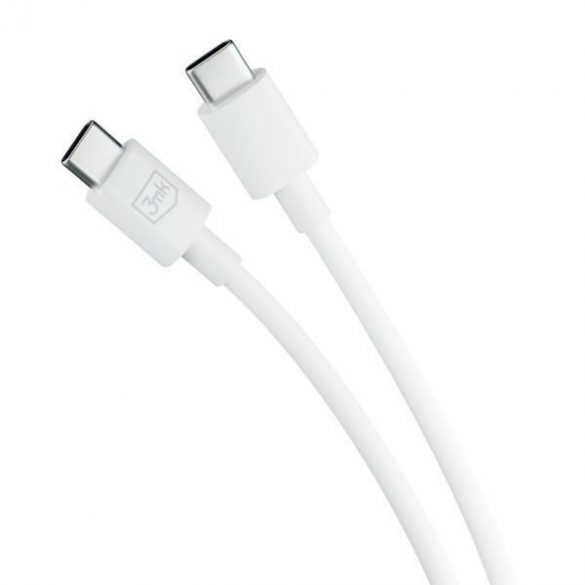 Cablu Hyper 3MK USB-C - USB-C 100W 1,2 m Biały/Cablu alb