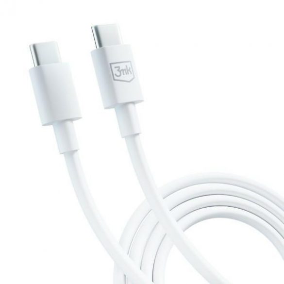 Cablu Hyper 3MK USB-C - USB-C 100W 1,2 m Biały/Cablu alb