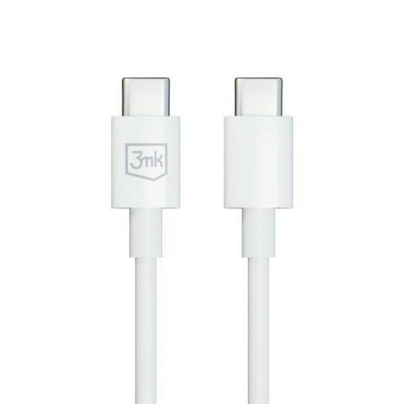 Cablu Hyper 3MK USB-C - USB-C 100W 1,2 m Biały/Cablu alb