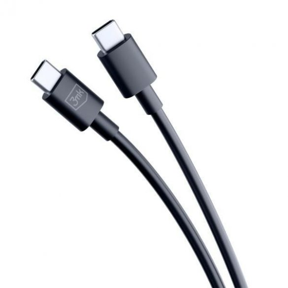 Cablu Hyper 3MK USB-C - USB-C 100W 1,2 m Czarny/Black Kabel