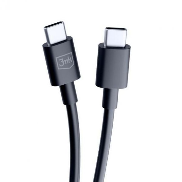 Cablu Hyper 3MK USB-C - USB-C 100W 1,2 m Czarny/Black Kabel