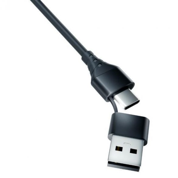 Cablu Hyper 3MK 3w1 USB-A/USB-C - USB-C/Micro/Lightning 1,5 m Czarny/Black Kabel