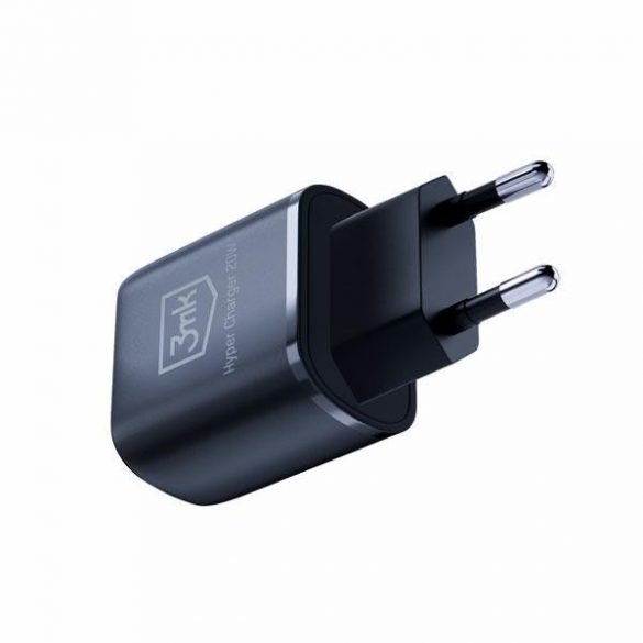 3MK HyperCharger 20W 1xUSB-C + 1xUSB-A ładowarka sieciowa PD/QC czarna/negru