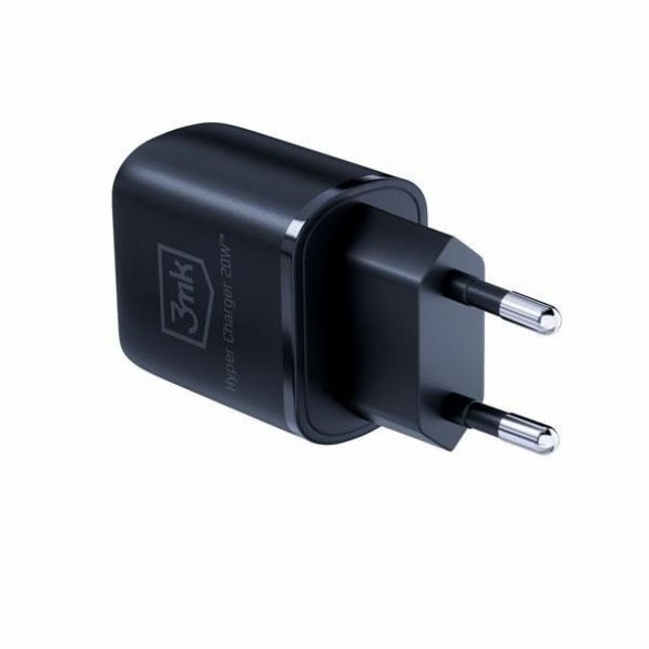 3MK HyperCharger 20W 1xUSB-C + 1xUSB-A ładowarka sieciowa PD/QC czarna/negru