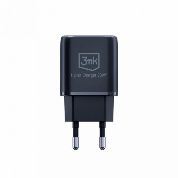 3MK HyperCharger 20W 1xUSB-C + 1xUSB-A ładowarka sieciowa PD/QC czarna/negru