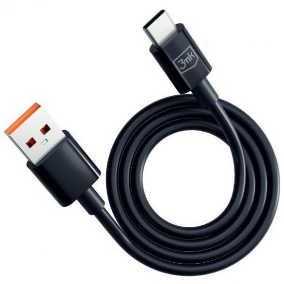 Cablu Hyper 3MK USB-A - USB-C 1,2m 5A Czarny/Negru