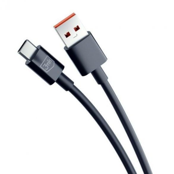 Cablu Hyper 3MK USB-A - USB-C 1,2m 5A Czarny/Negru