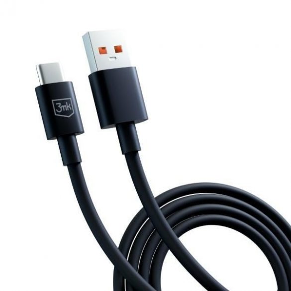 Cablu Hyper 3MK USB-A - USB-C 1,2m 5A Czarny/Negru