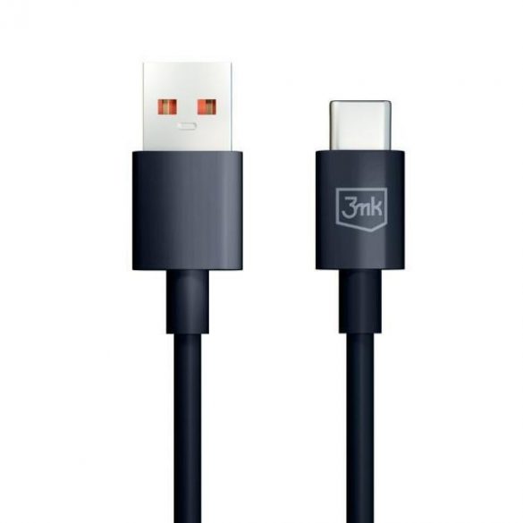 Cablu Hyper 3MK USB-A - USB-C 1,2m 5A Czarny/Negru