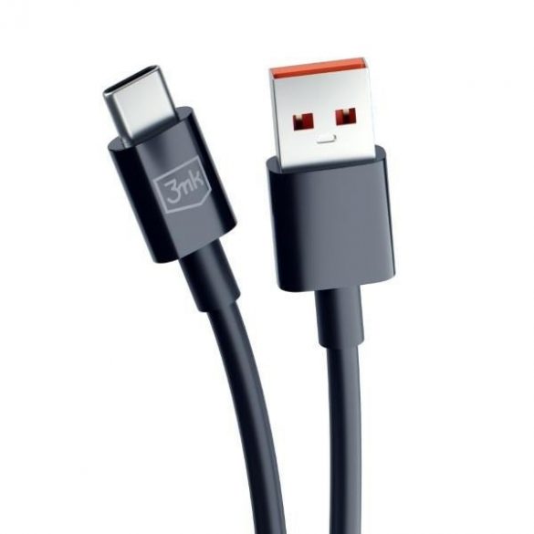 Cablu Hyper 3MK USB-A - USB-C 1,2m 5A Czarny/Negru