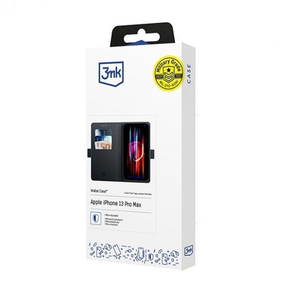 Husă portofel 3MK pentru iPhone 13 Pro Max 6,7" negru/negru