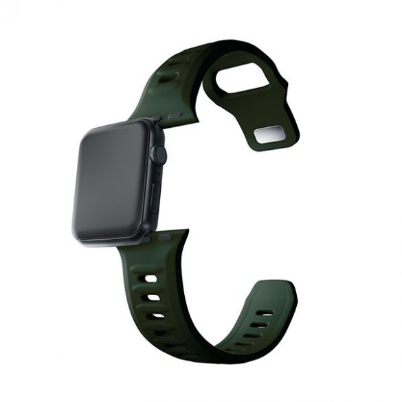 Curea de ceas din silicon 3MK ciemnozielony/ verde închis pentru Apple Watch 38/40/41mm